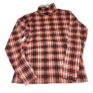 Vintage Deadstock 80s-90s Croquet Club Plaid Mock Turtleneck Size M Made in USA